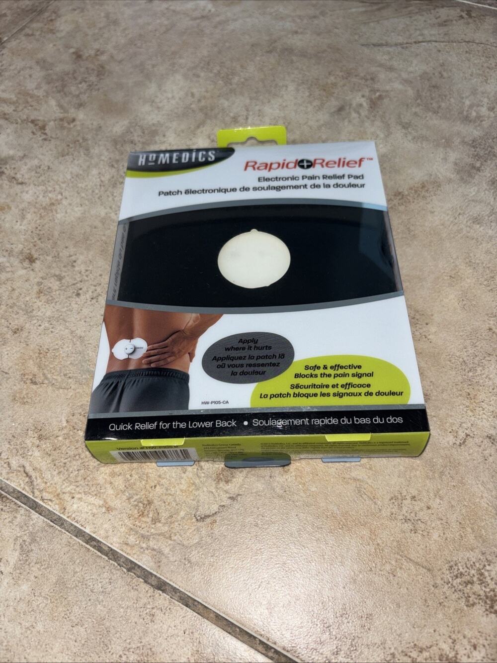 HoMedics Rapid + Relief Electronic Pain Relief Pad Lower Back +2 Gel Refills NEW